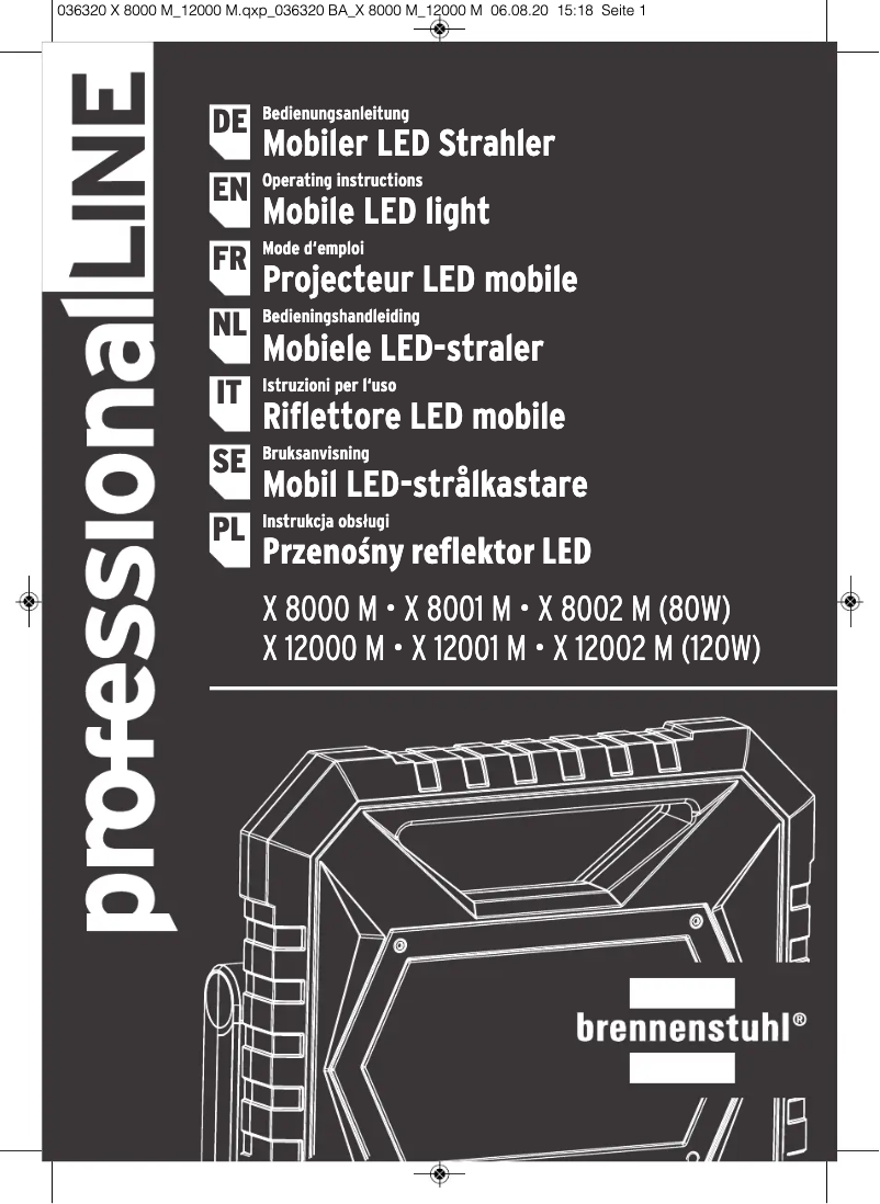 Image de la première page du manuel de l'appareil professionalLINE X 12000 M