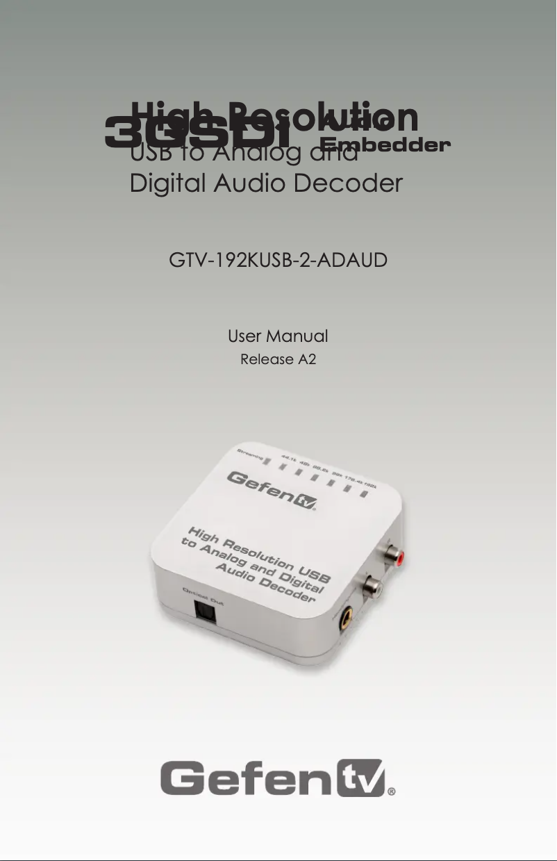 Página 1 del manual Manual de usuario Gefen GTV-192KUSB-2-ADAUD