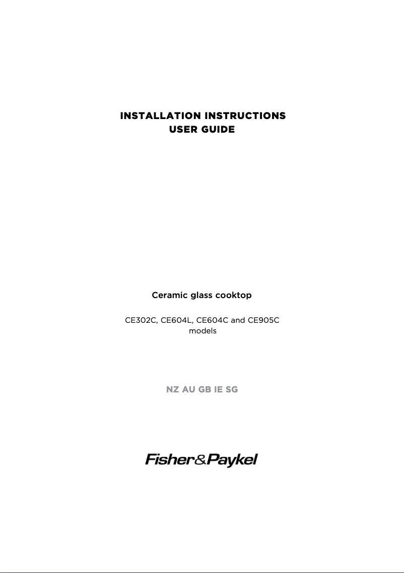 Page 1 de la notice Manuel utilisateur Fisher & Paykel CE604CBX2
