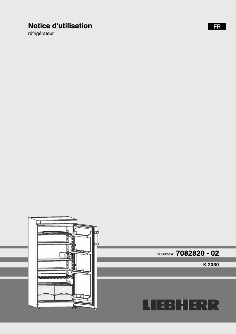 Page n°1 - Manuel utilisateur Liebherr K 2330 Comfort