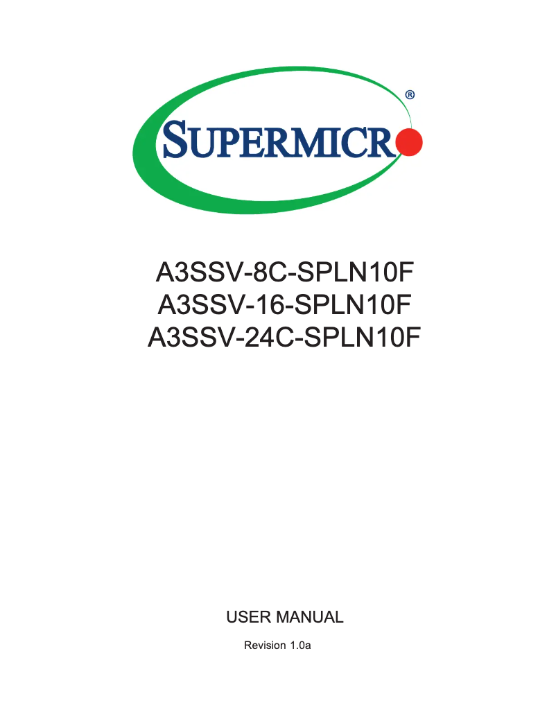 Page n°1 - Manuel utilisateur Supermicro A3SSV-16C-SPLN10F