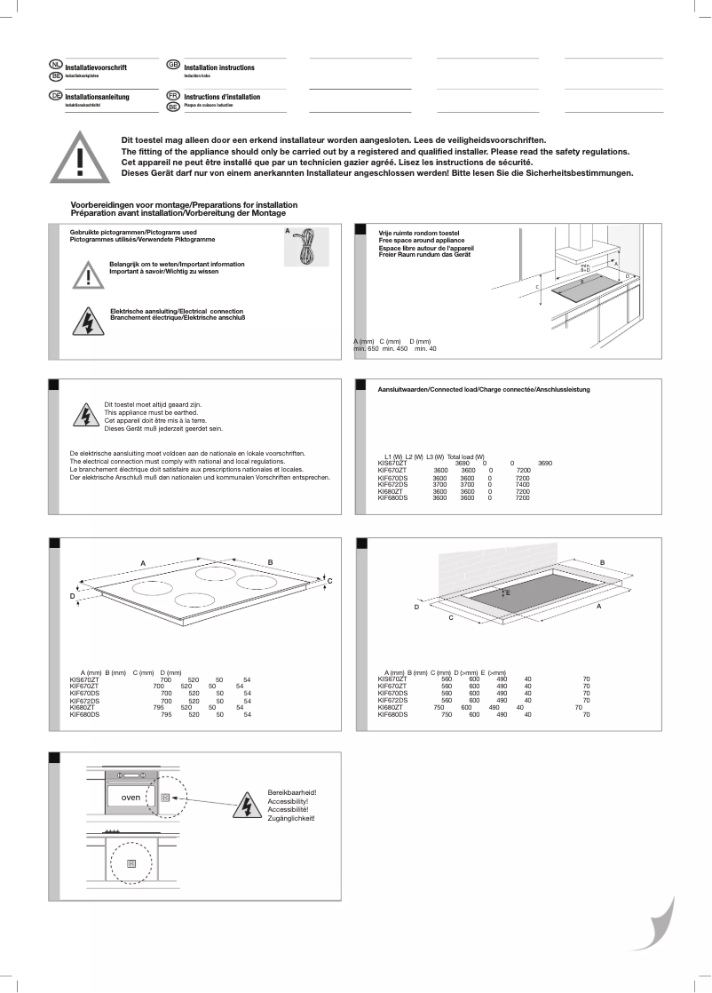 Page 1 de la notice Guide d'installation Etna KIF670DS