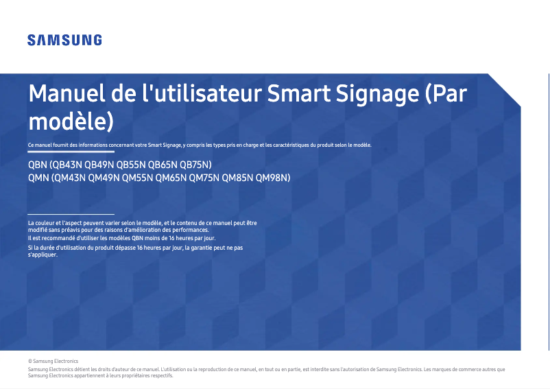 Page n°1 - Manuel utilisateur Samsung QM65N