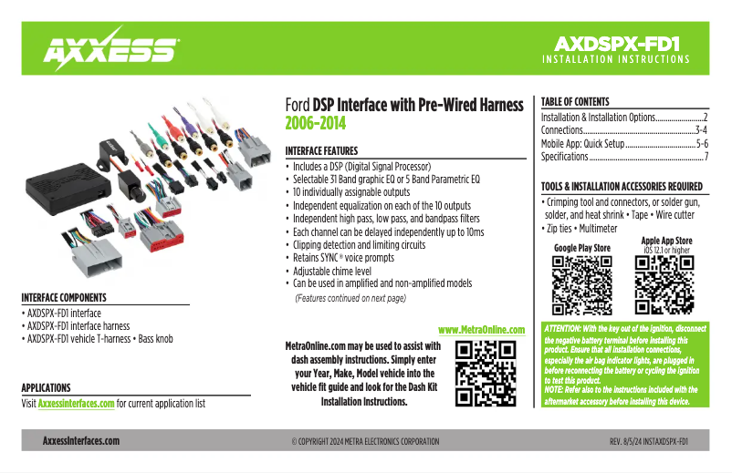 Page 1 de la notice Manuel utilisateur AXESS AXDSPX-FD1