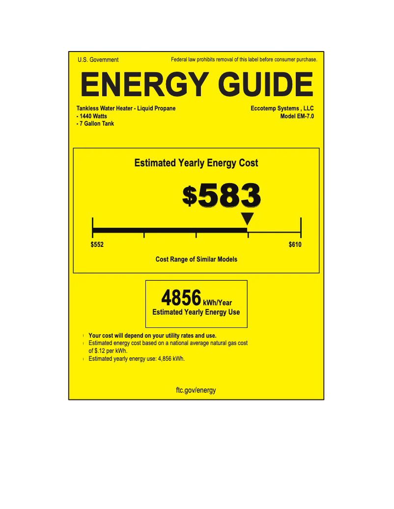 Page n°1 - Label énergétique EccoTemp EM70