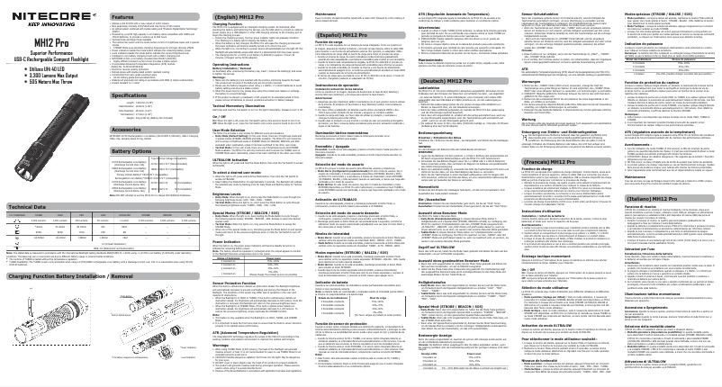 Page 1 de la notice Manuel utilisateur Nitecore MH12 Pro