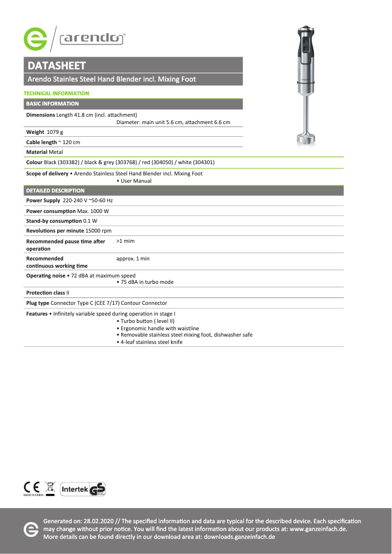 Image de la première page du manuel de l'appareil Mano 304301