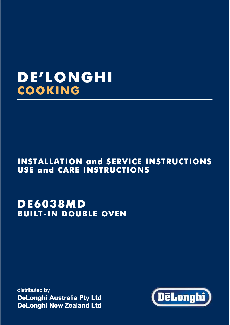 Page n°1 - Manuel utilisateur DeLonghi DE6038MD