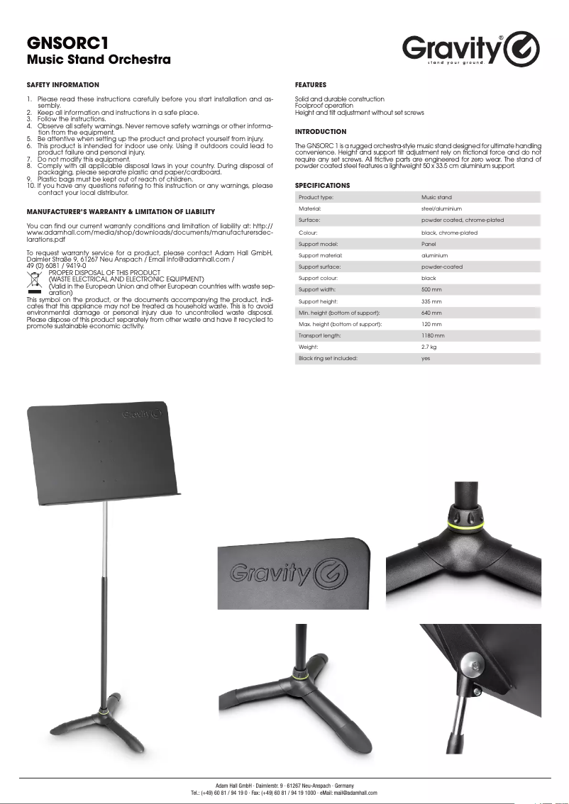 Page 1 de la notice Manuel utilisateur Gravity GNSORC1