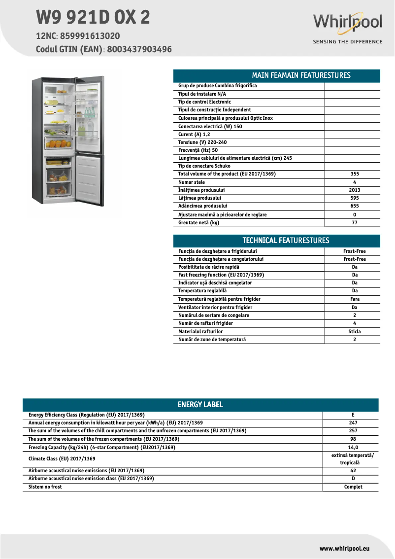 Imagen de la primera página del manual del dispositivo W9 921D OX 2