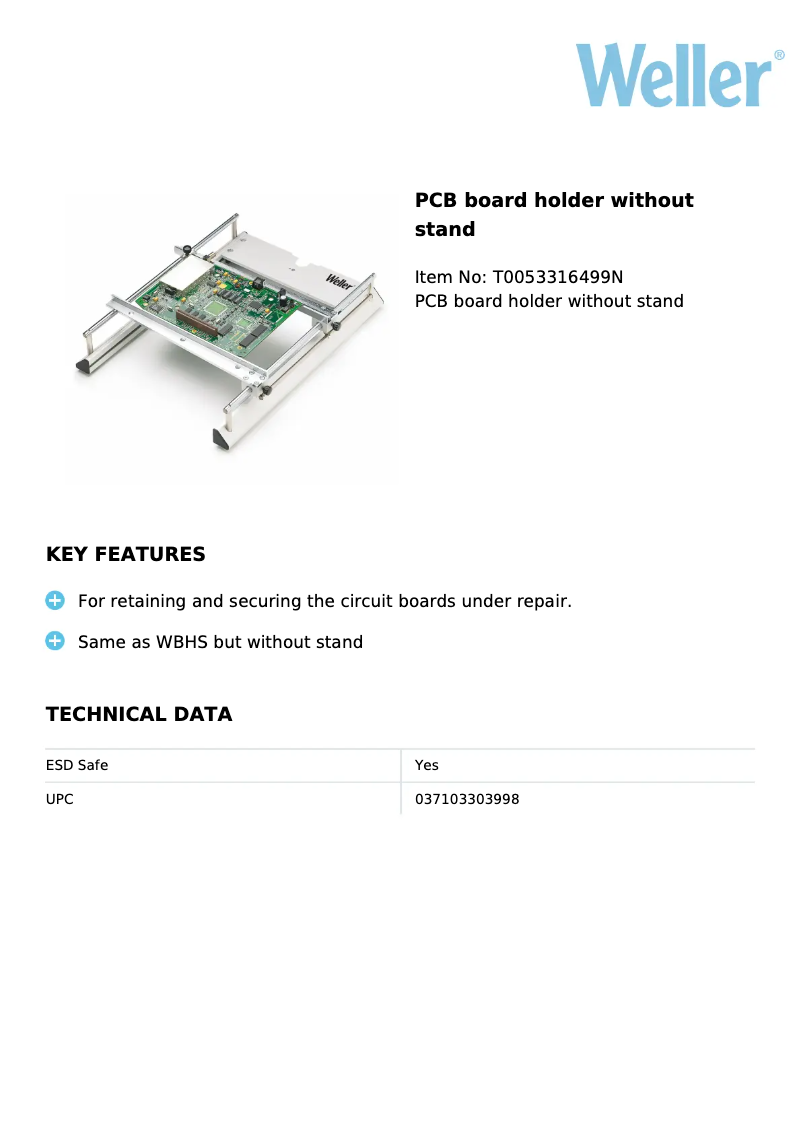 Page n°1 - Fiche technique Weller WBH