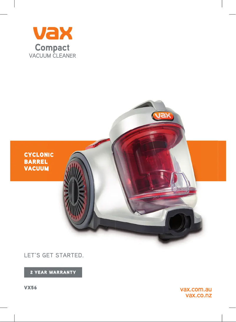 Page 1 de la notice Manuel utilisateur Vax Compact VX56
