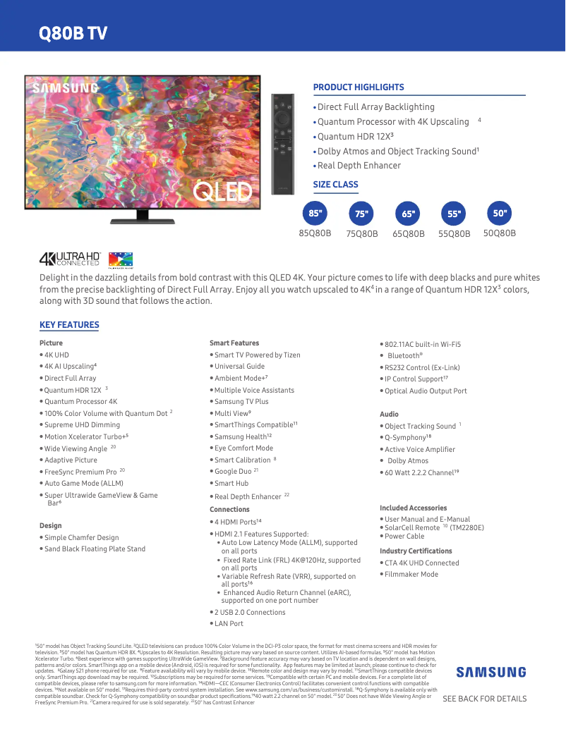 Image de la première page du manuel de l'appareil QN50Q80B