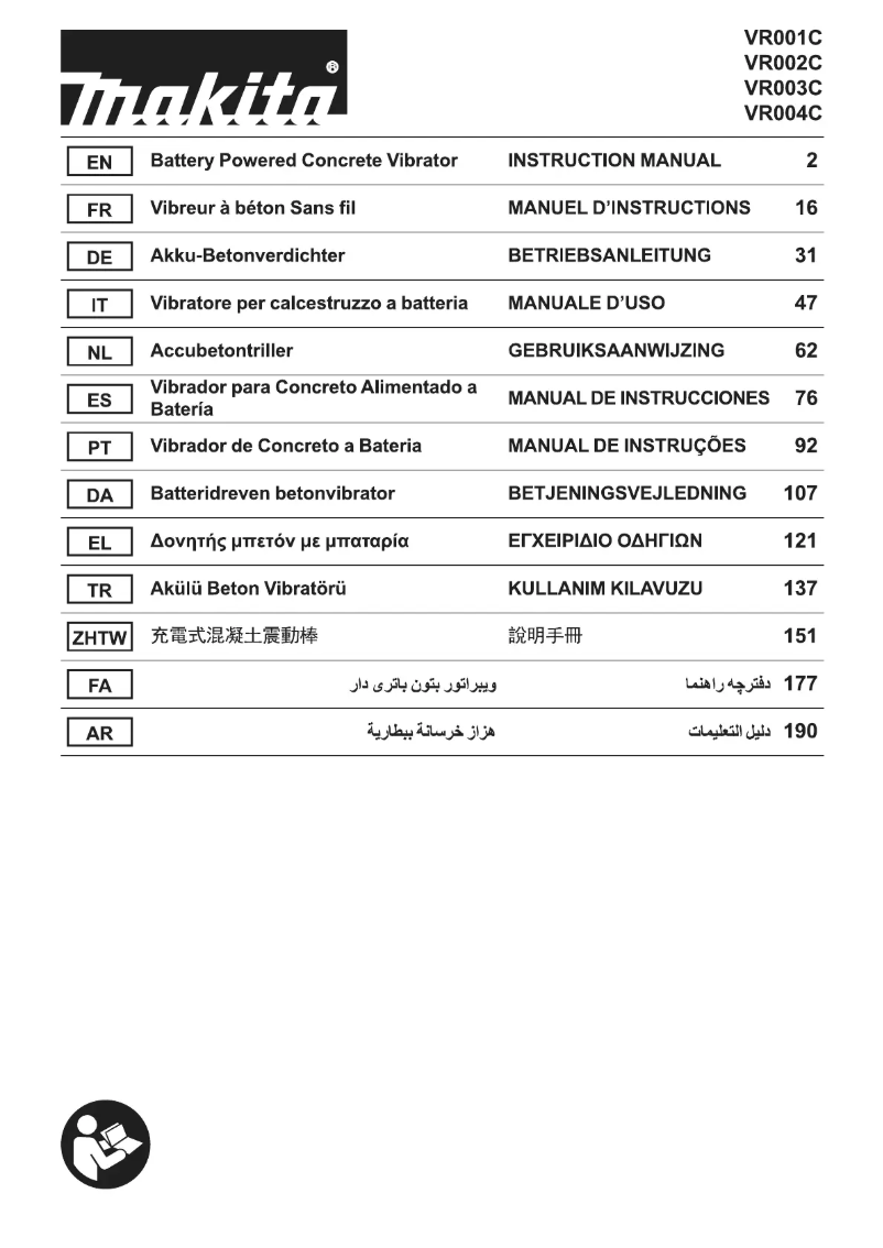 Page 1 de la notice Manuel utilisateur Makita VR004C
