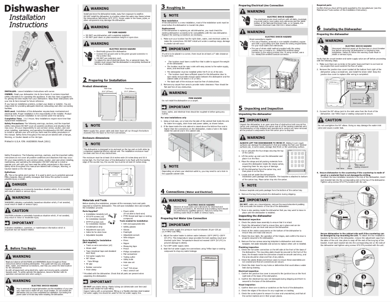 Page 1 de la notice Guide d'installation Frigidaire FFBD2420US