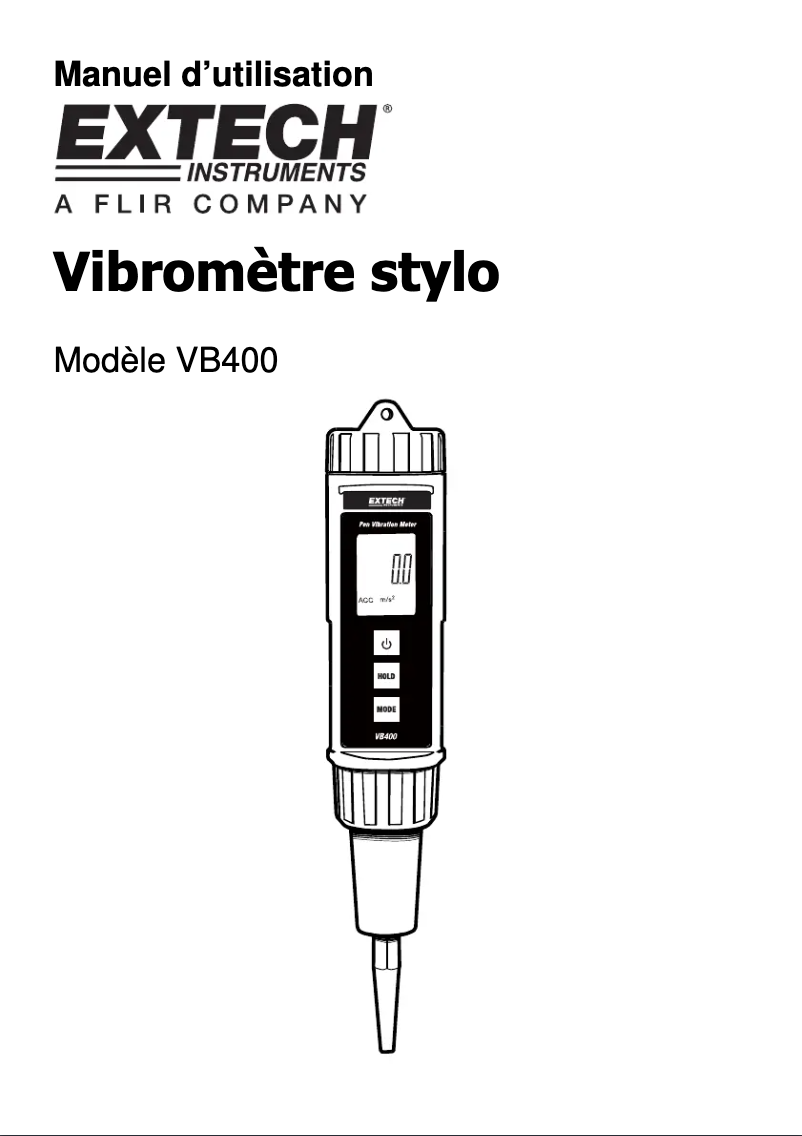 Page 1 de la notice Manuel utilisateur Extech VB400