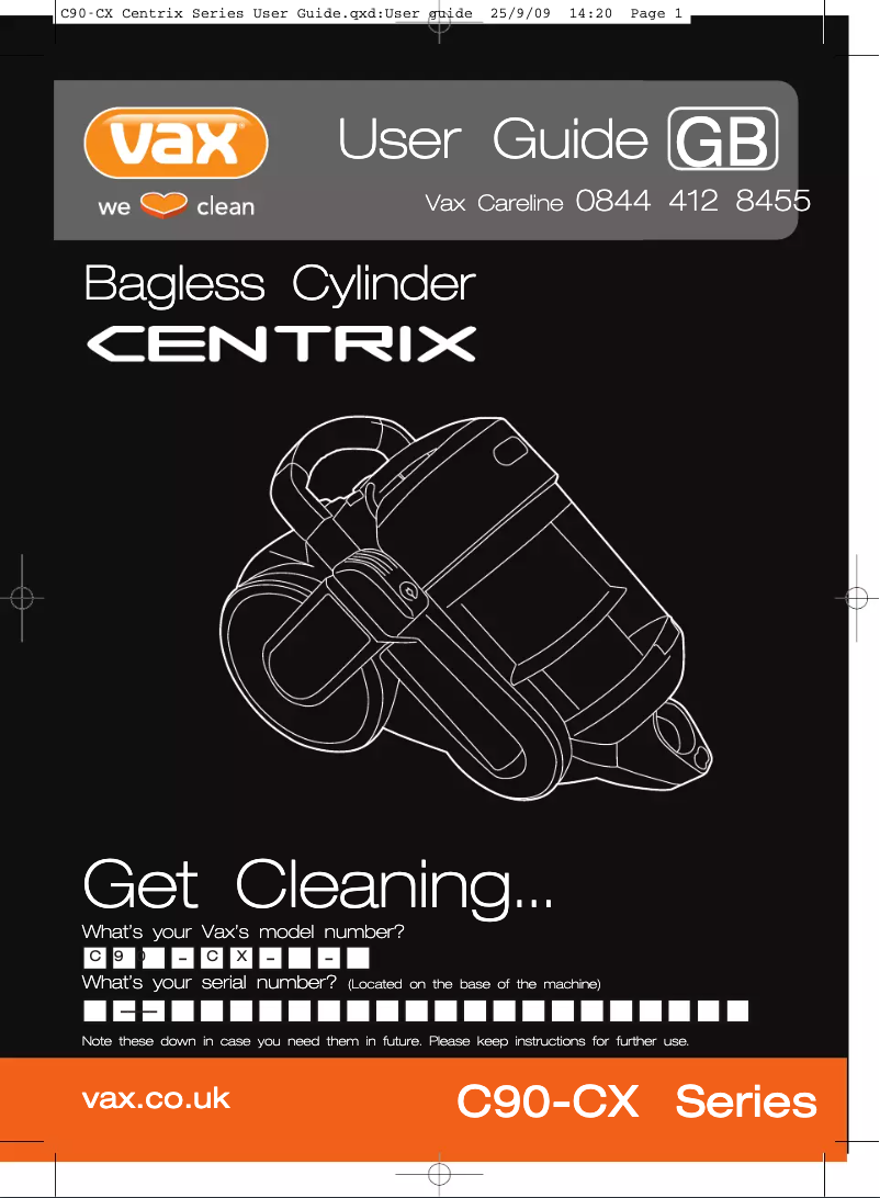 Página 1 del manual Manual de usuario Vax C90-CX