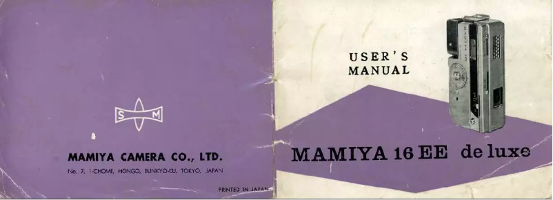 Page n°1 - Manuel utilisateur Mamiya 16 EE de luxe