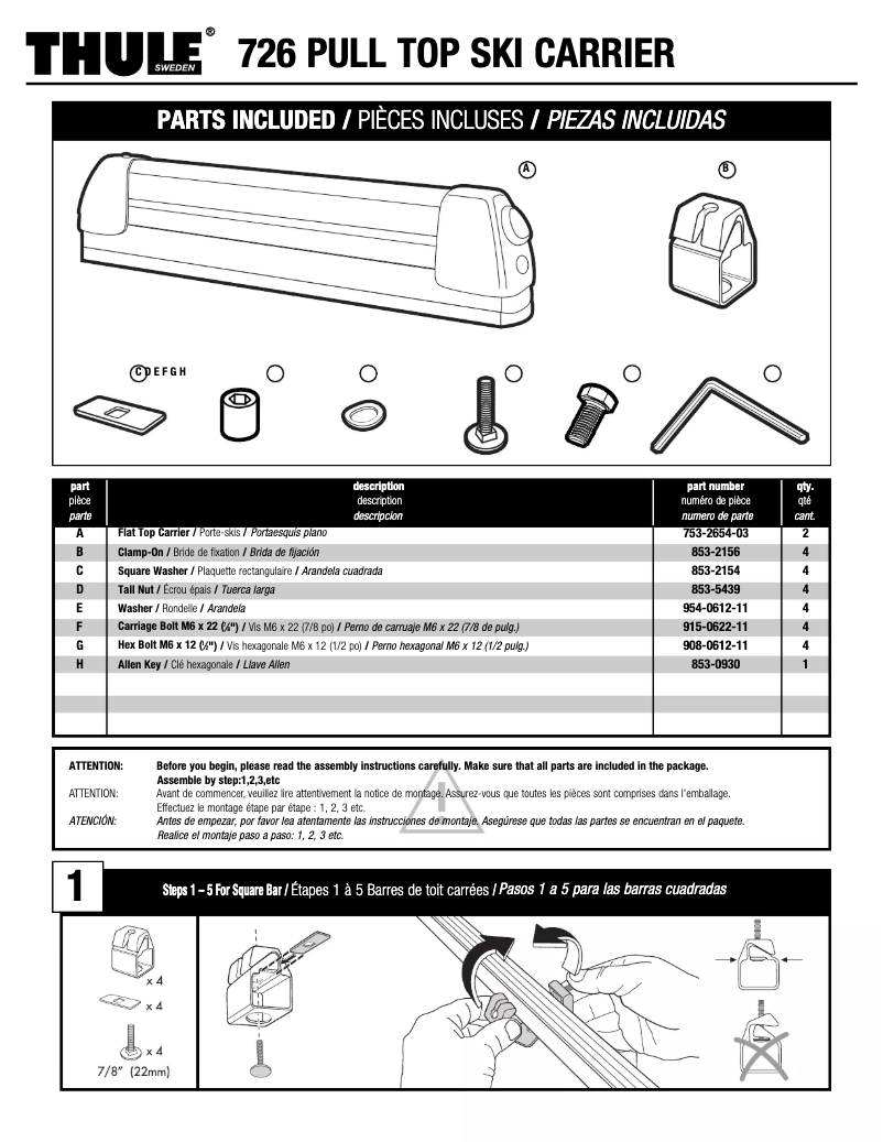 Page 1 de la notice Manuel utilisateur Thule Deluxe Pull Top 726