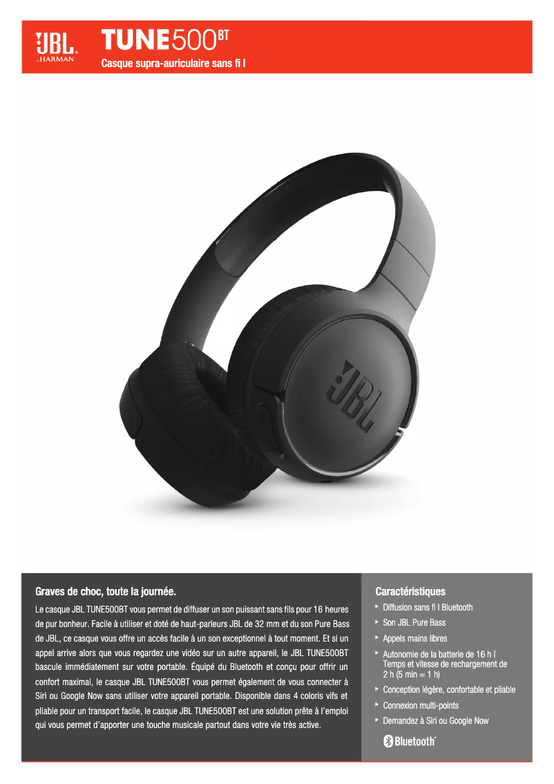 Image de la première page du manuel de l'appareil Tune 500BT