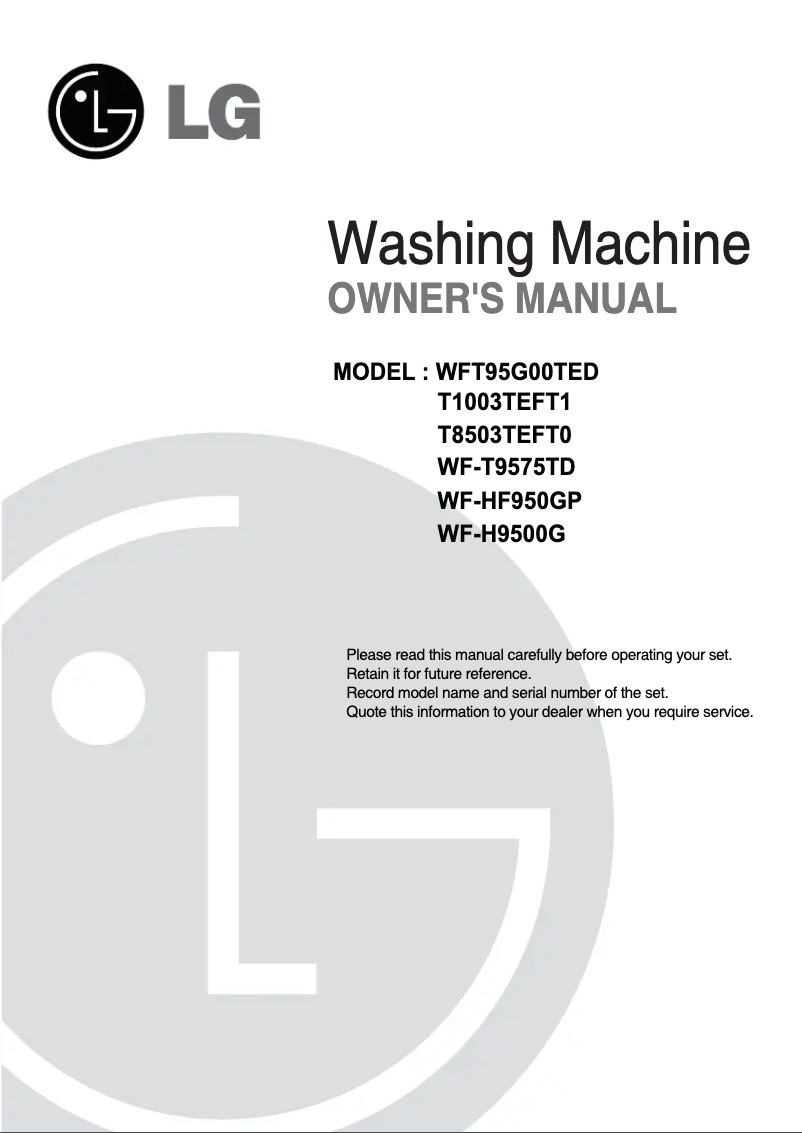 Page n°1 - Manuel utilisateur LG T8503TEFT0