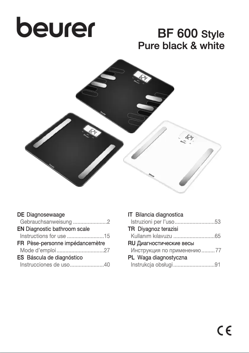 Page 1 de la notice Manuel utilisateur Beurer BF 600 Style