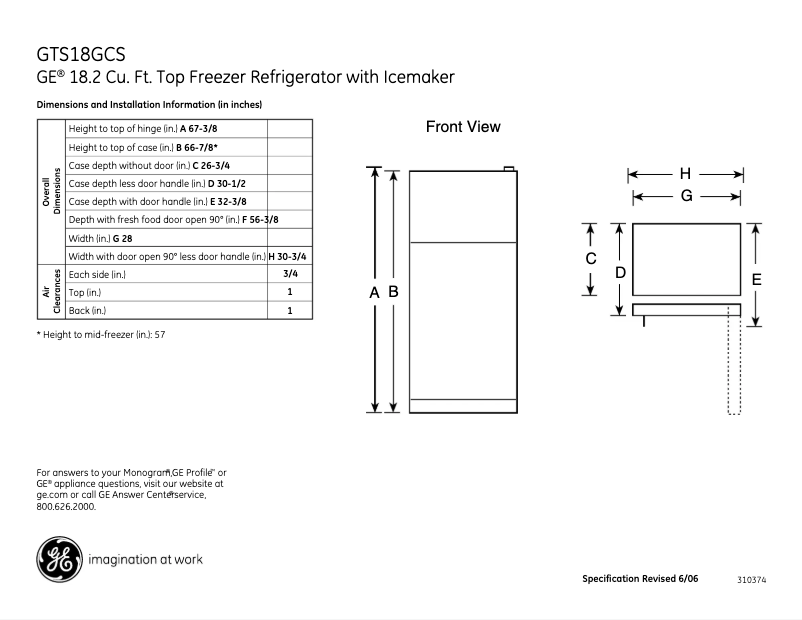 Imagen de la primera página del manual del dispositivo GTS18GCSWW