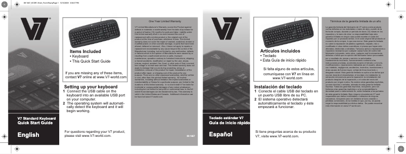 Image de la première page du manuel de l'appareil Standard Keyboard KC0B1-6E3