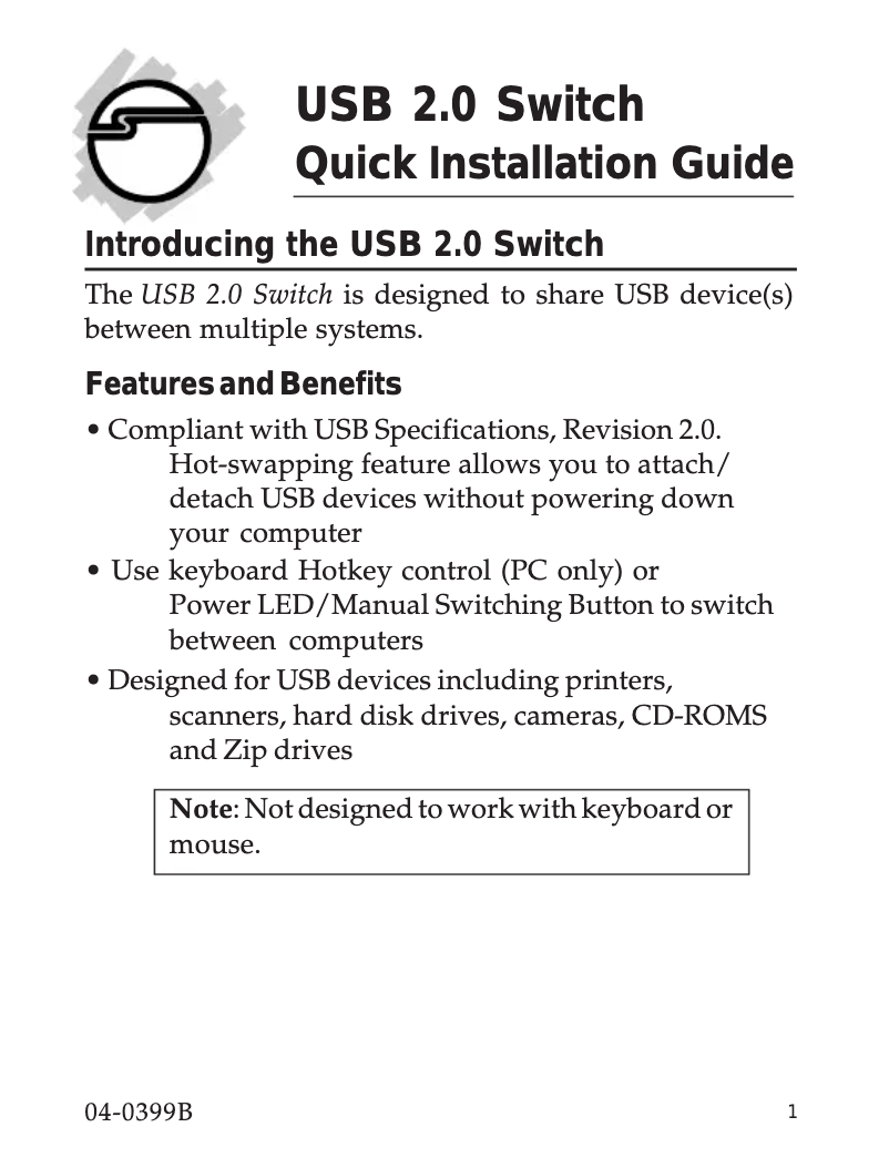Page n°1 - Manuel utilisateur Siig JU-SW4212-S1