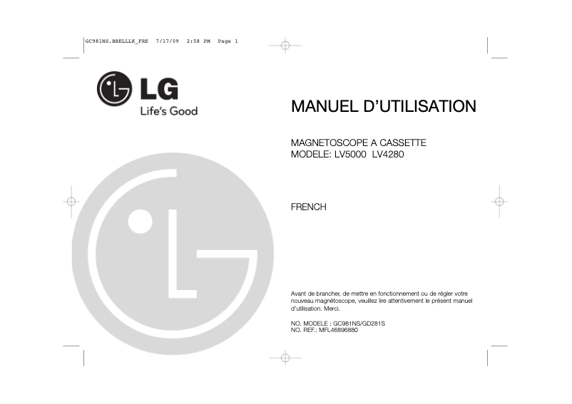 Image de la première page du manuel de l'appareil LV5000