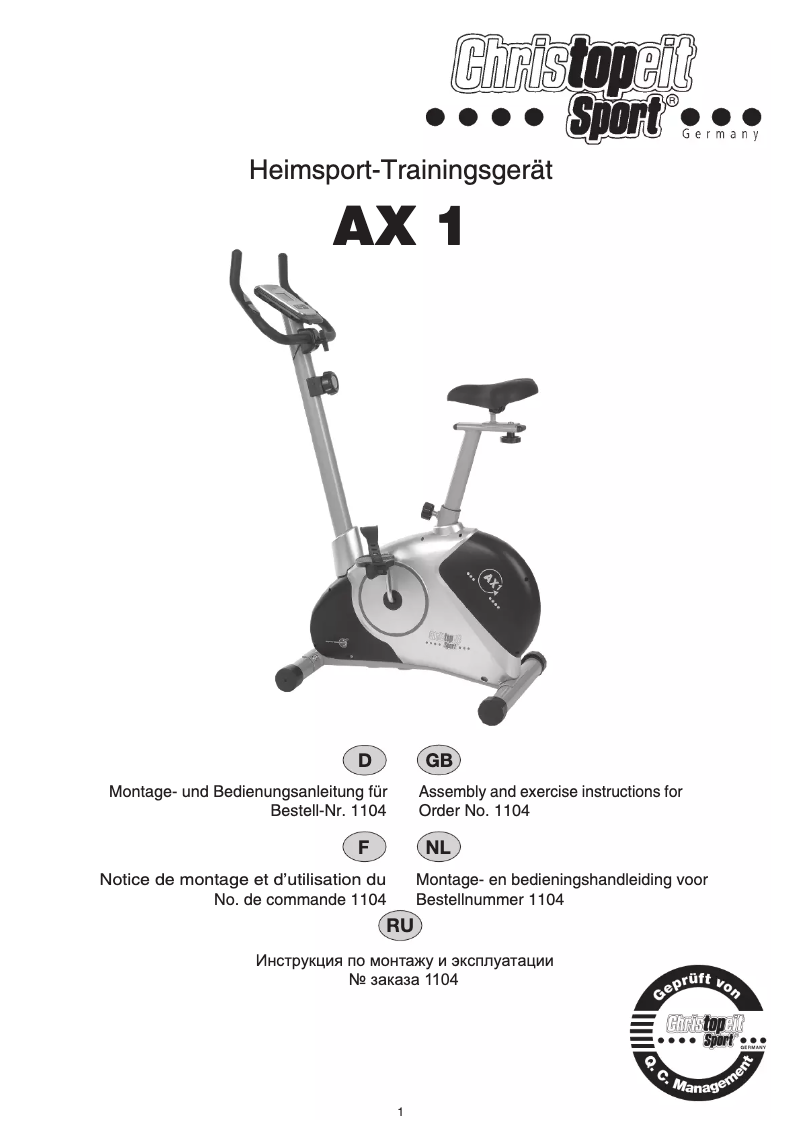 Image de la première page du manuel de l'appareil AX 1