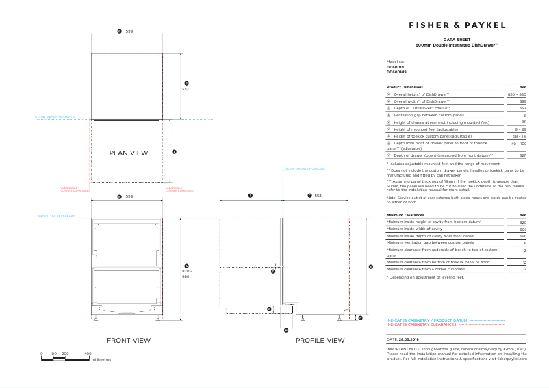 Page n°1 - Fiche technique Fisher & Paykel DD60DHI9