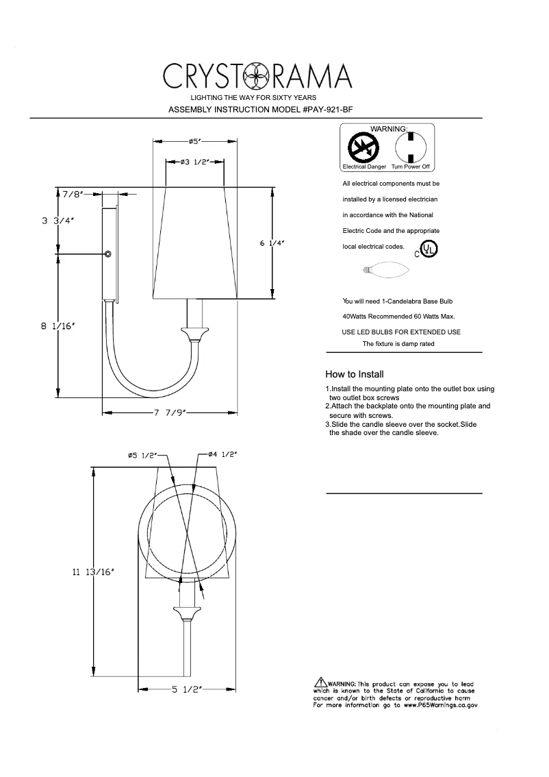 Image de la première page du manuel de l'appareil Payton PAY-921-BF