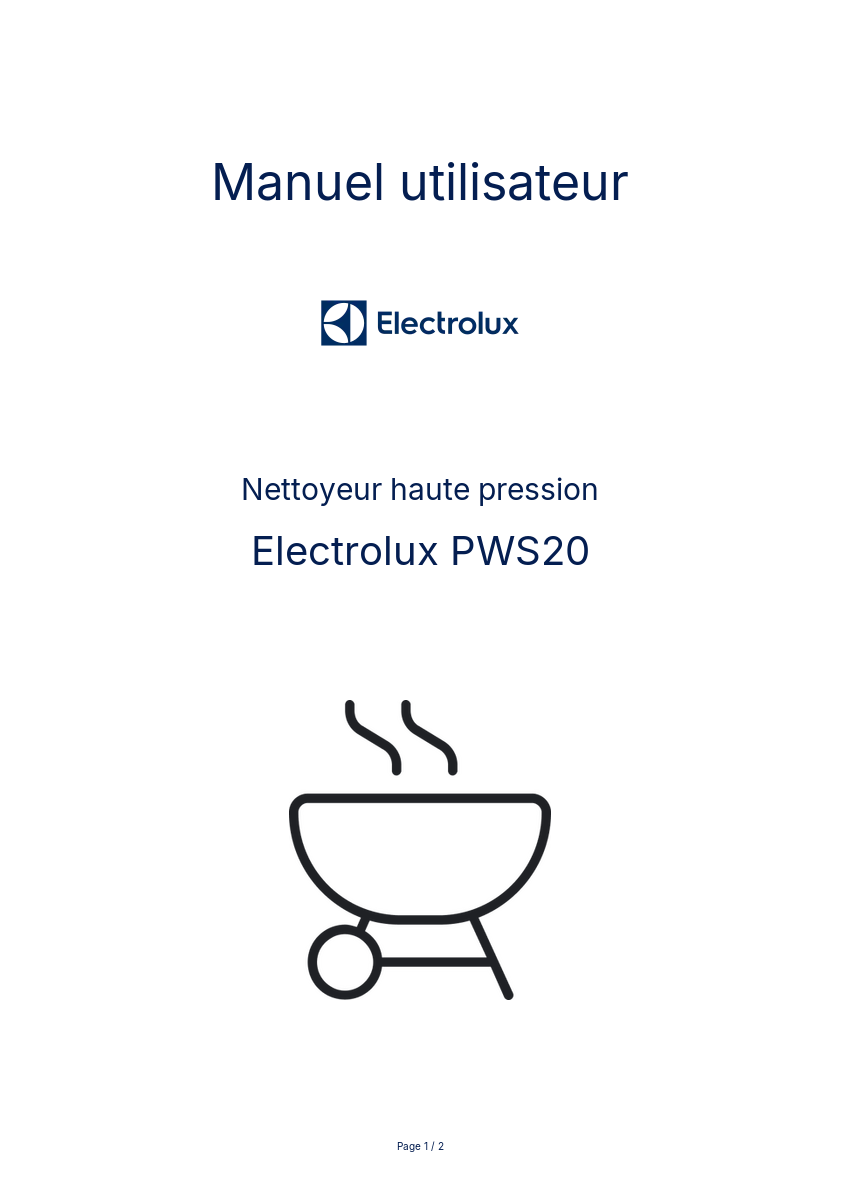 Page n°1 - Manuel utilisateur Electrolux PWS20