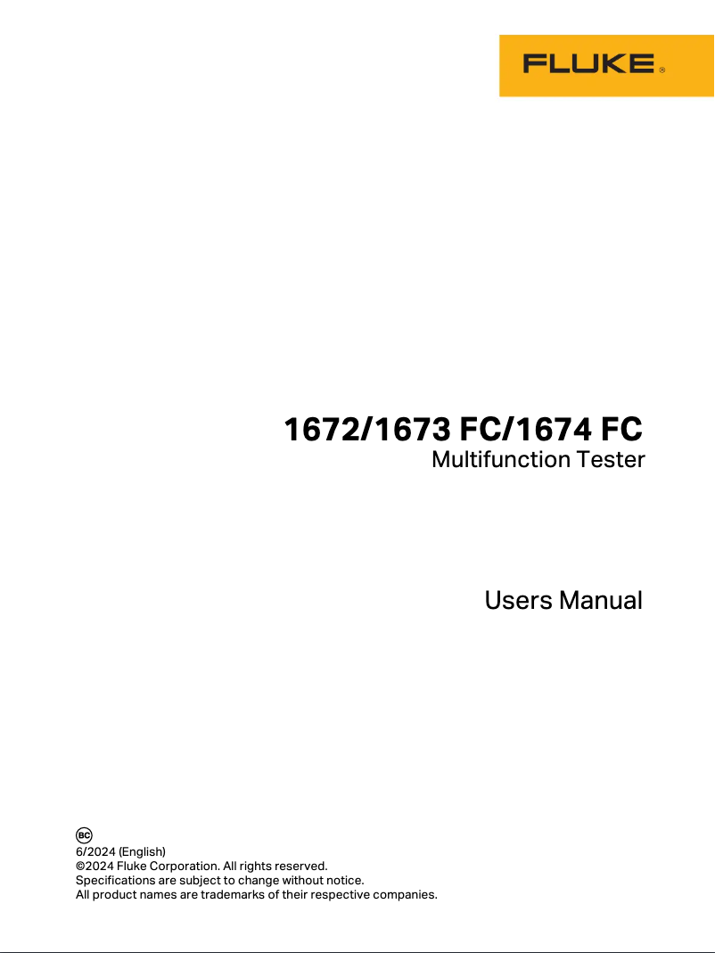 Page 1 de la notice Manuel utilisateur Fluke 1670
