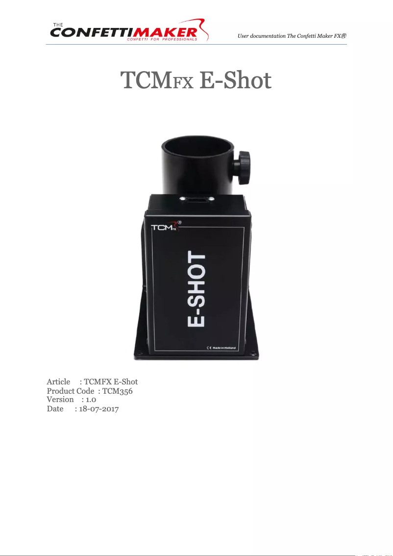 Page n°1 - Manuel utilisateur The Confetti Maker E-Shot