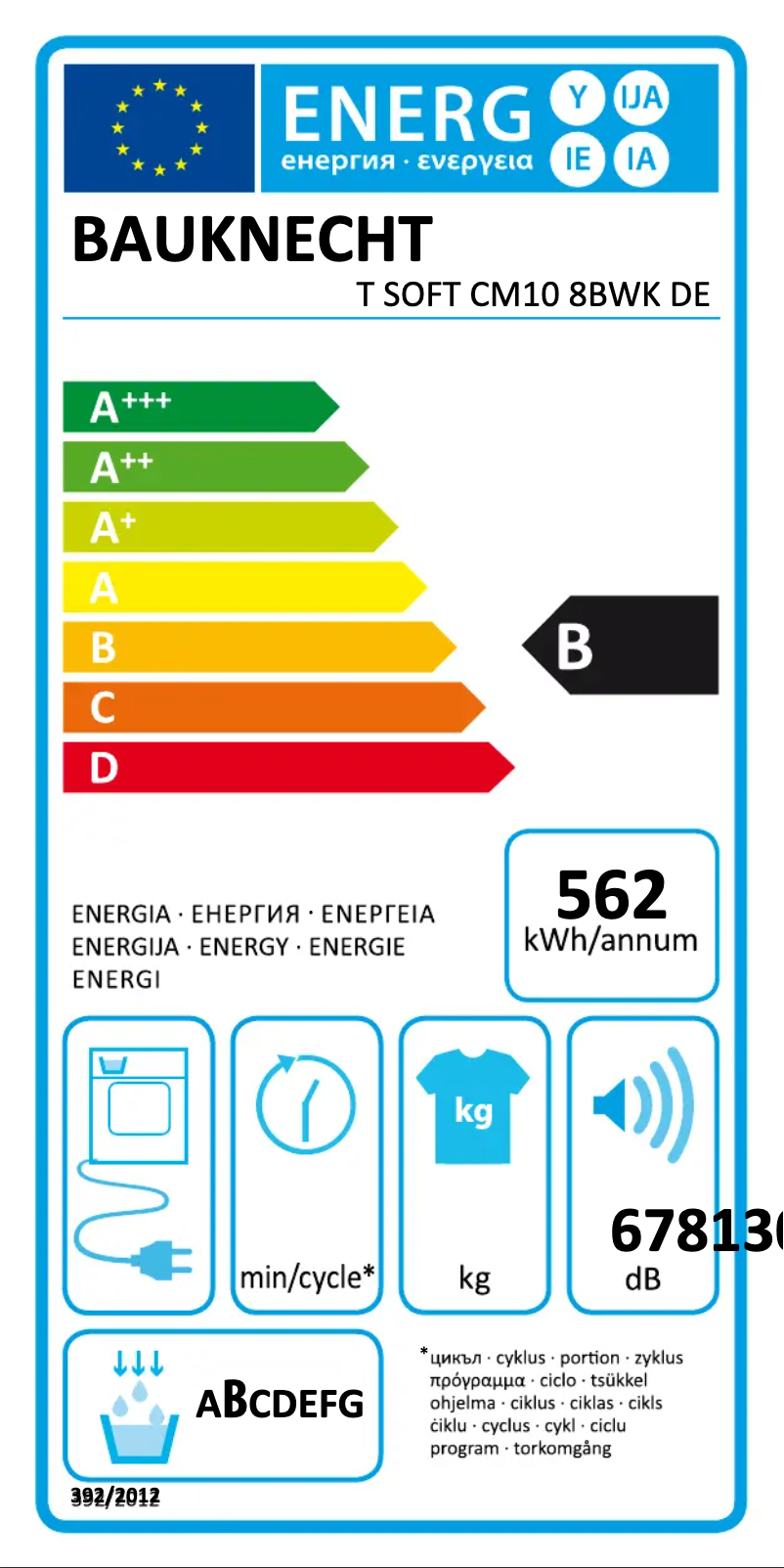 Page 1 de la notice Manuel utilisateur Bauknecht T Soft CM10 8BWK DE