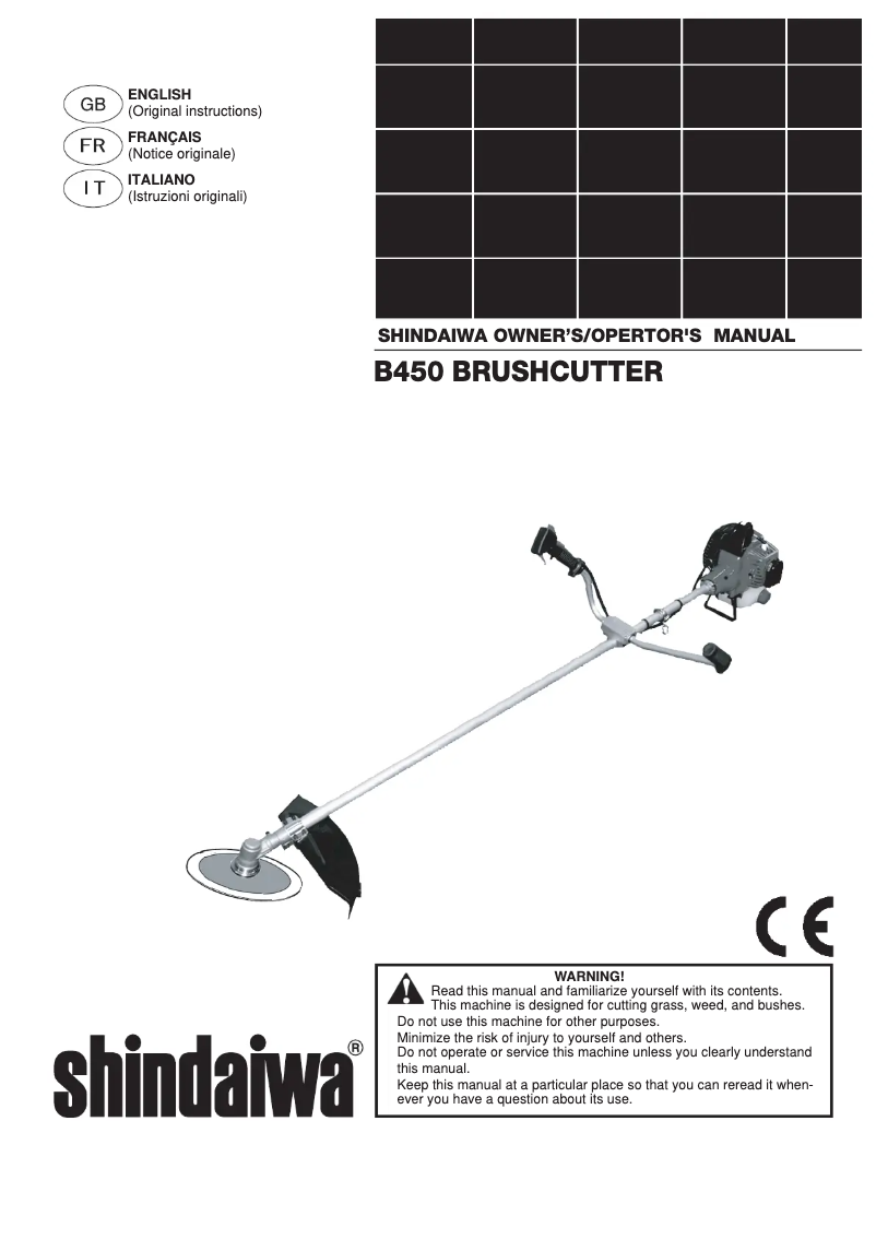 Page 1 de la notice Manuel utilisateur Shindaiwa B450