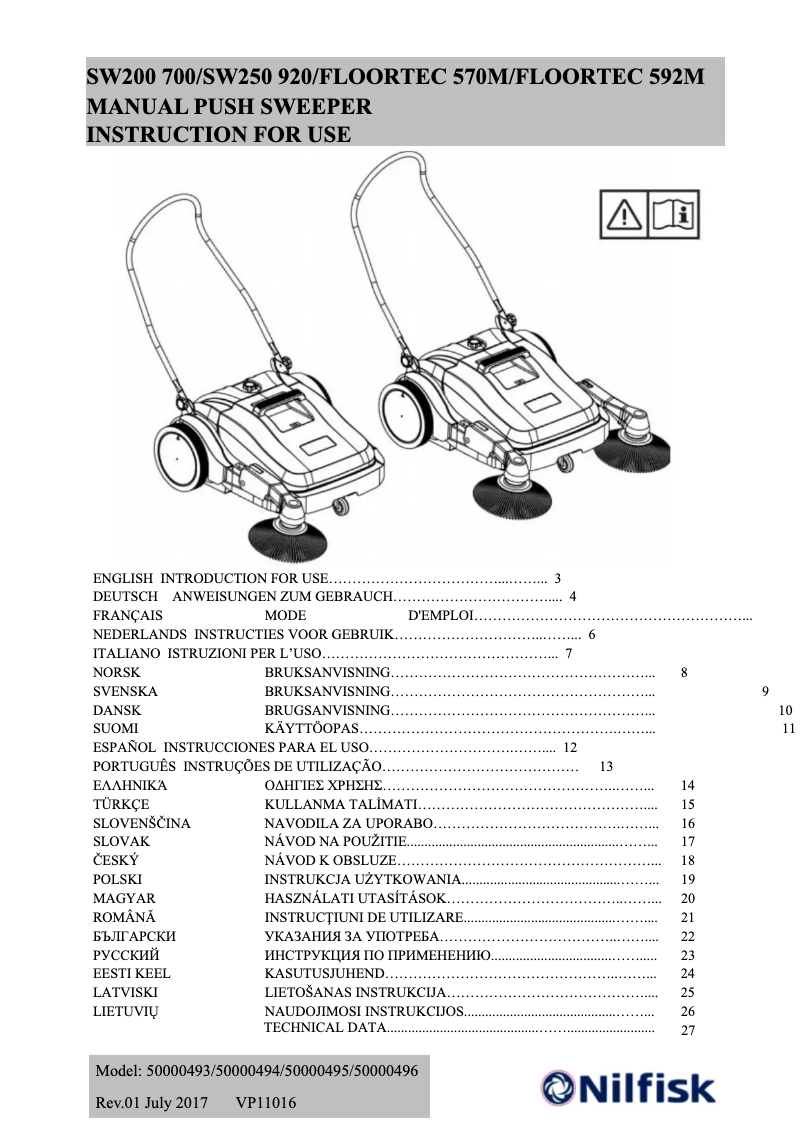 Image de la première page du manuel de l'appareil SW200