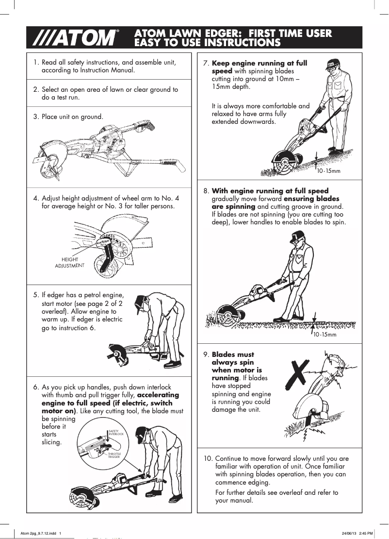 Page 1 de la notice Manuel utilisateur Atom 561