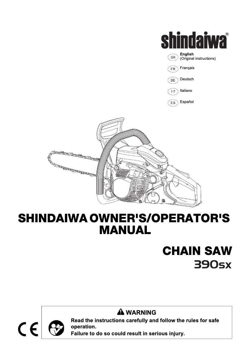 Page 1 de la notice Manuel utilisateur Shindaiwa 390SX