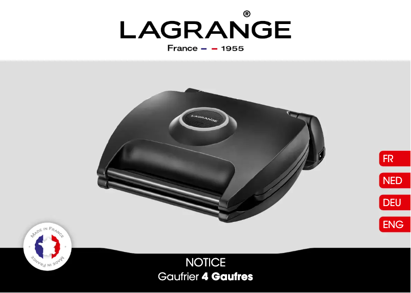 Page n°1 - Manuel utilisateur Lagrange 4 Gaufres 089003