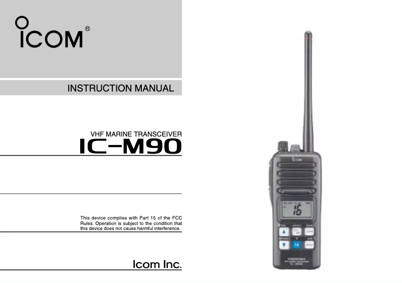 Image de la première page du manuel de l'appareil IC-M90