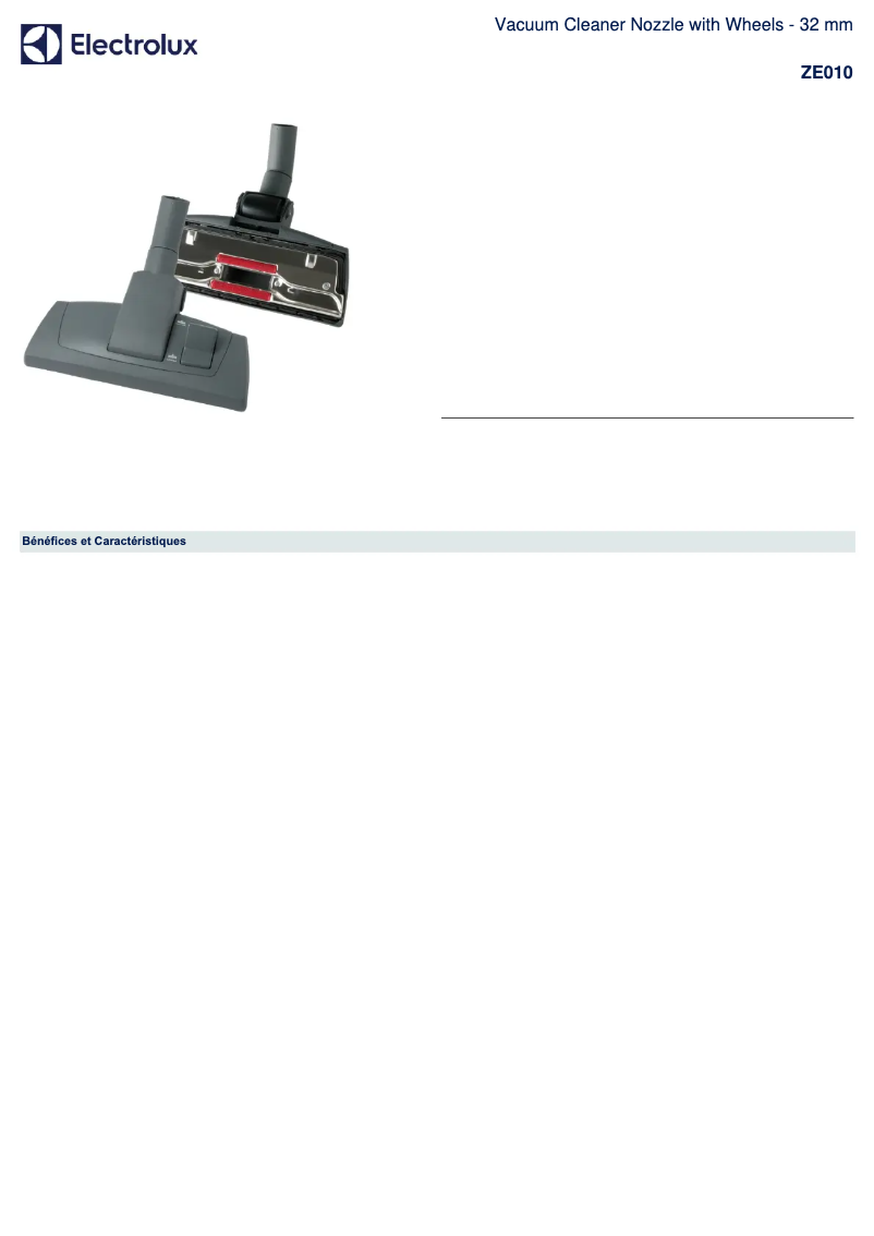 Page 1 de la notice Manuel utilisateur Electrolux ZE010