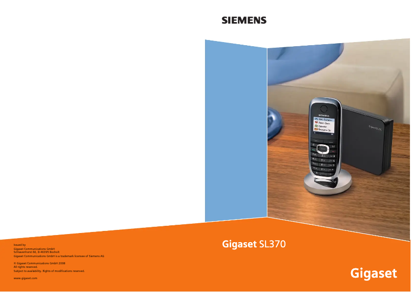Page 1 de la notice Manuel utilisateur Siemens Gigaset SL370