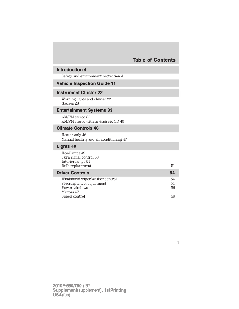 Page 1 de la notice Manuel utilisateur Ford F-650 (2014)