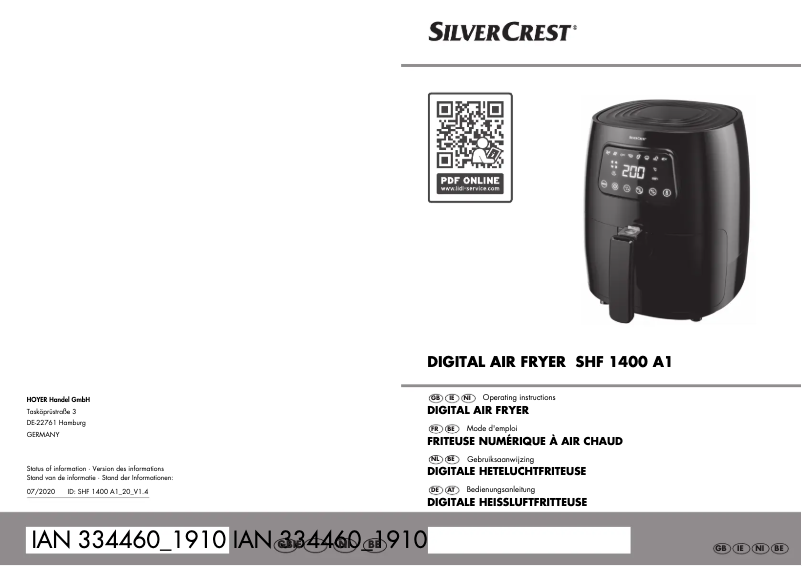 Page 1 de la notice Manuel utilisateur SilverCrest SHF 1400 A1