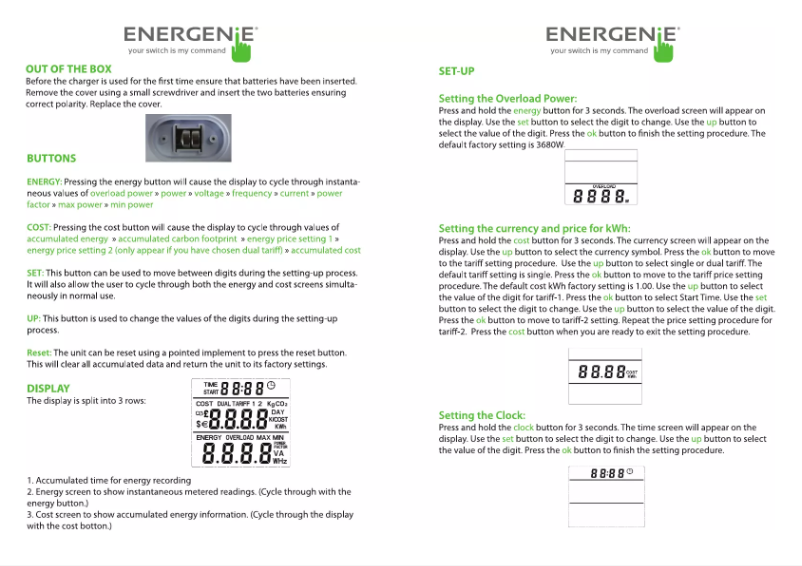 Page 1 de la notice Manuel utilisateur EnerGenie ENER007