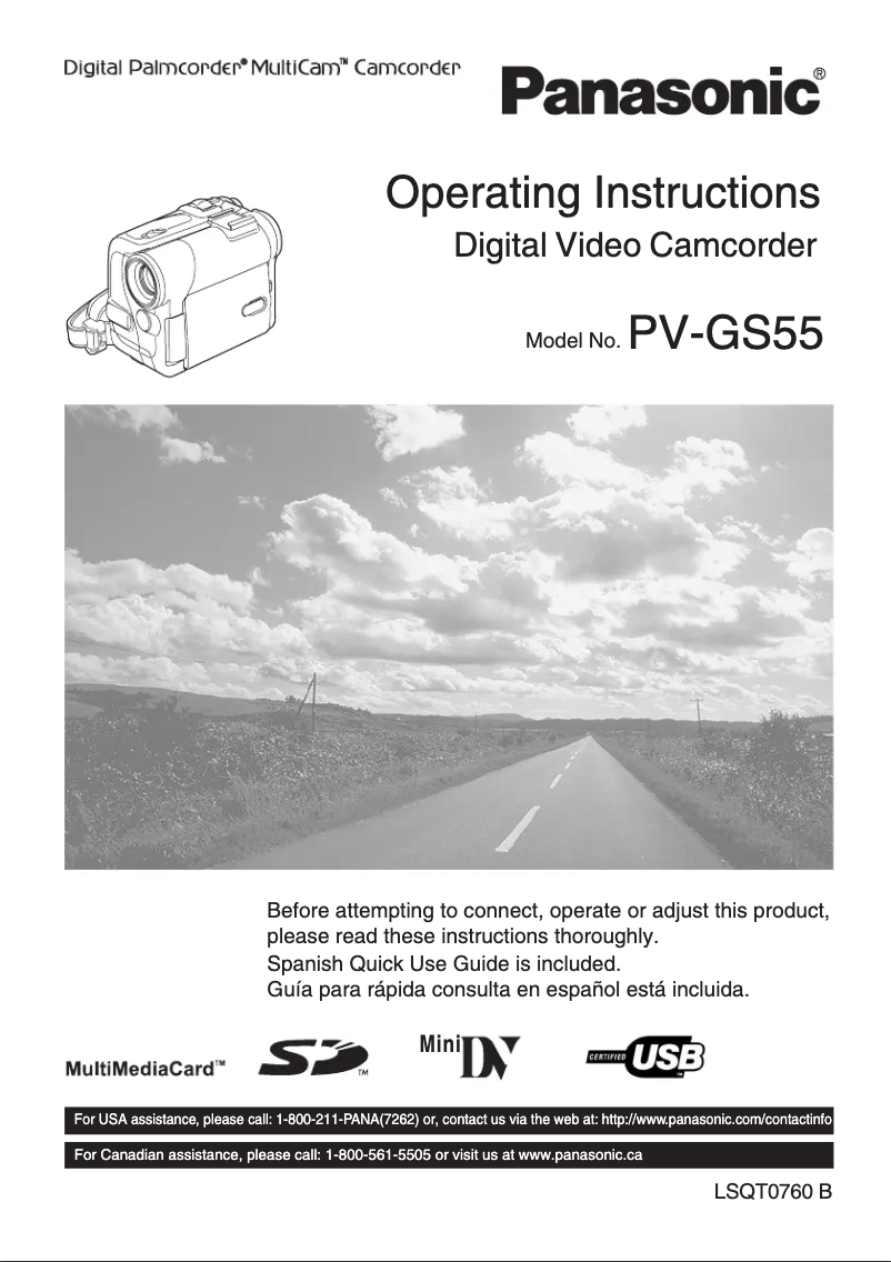 Image de la première page du manuel de l'appareil PV-GS55