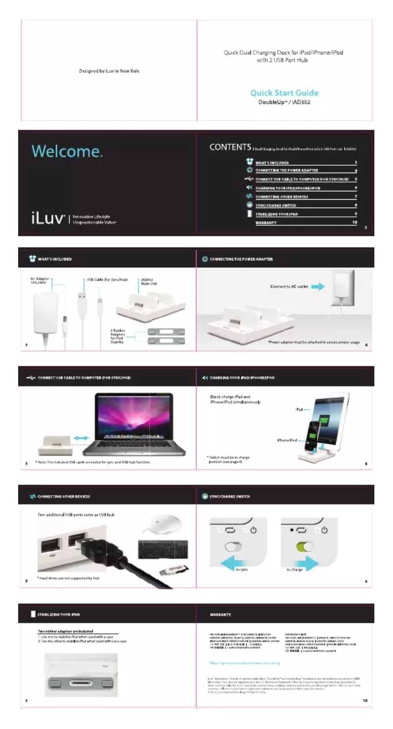 Page 1 de la notice Manuel utilisateur iLuv IAD302